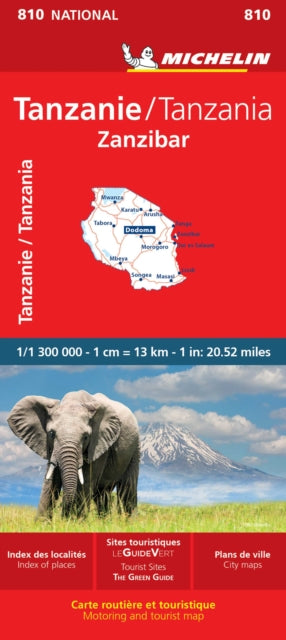 Tanzania & Zanzibar - Michelin National Map 810 : Map-9782067242586